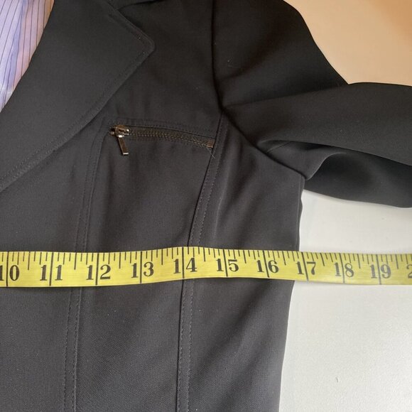 Tahari Authur S Levine Snap Front Jacket Blazer Sz 4P Black Zip Pockets Moto - Picture 8 of 9